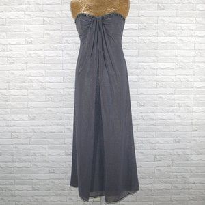 DAVID'S BRIDAL Strapless Dress F13092 Beaded Prom Bridesmaid Maxi Gray Size 4
